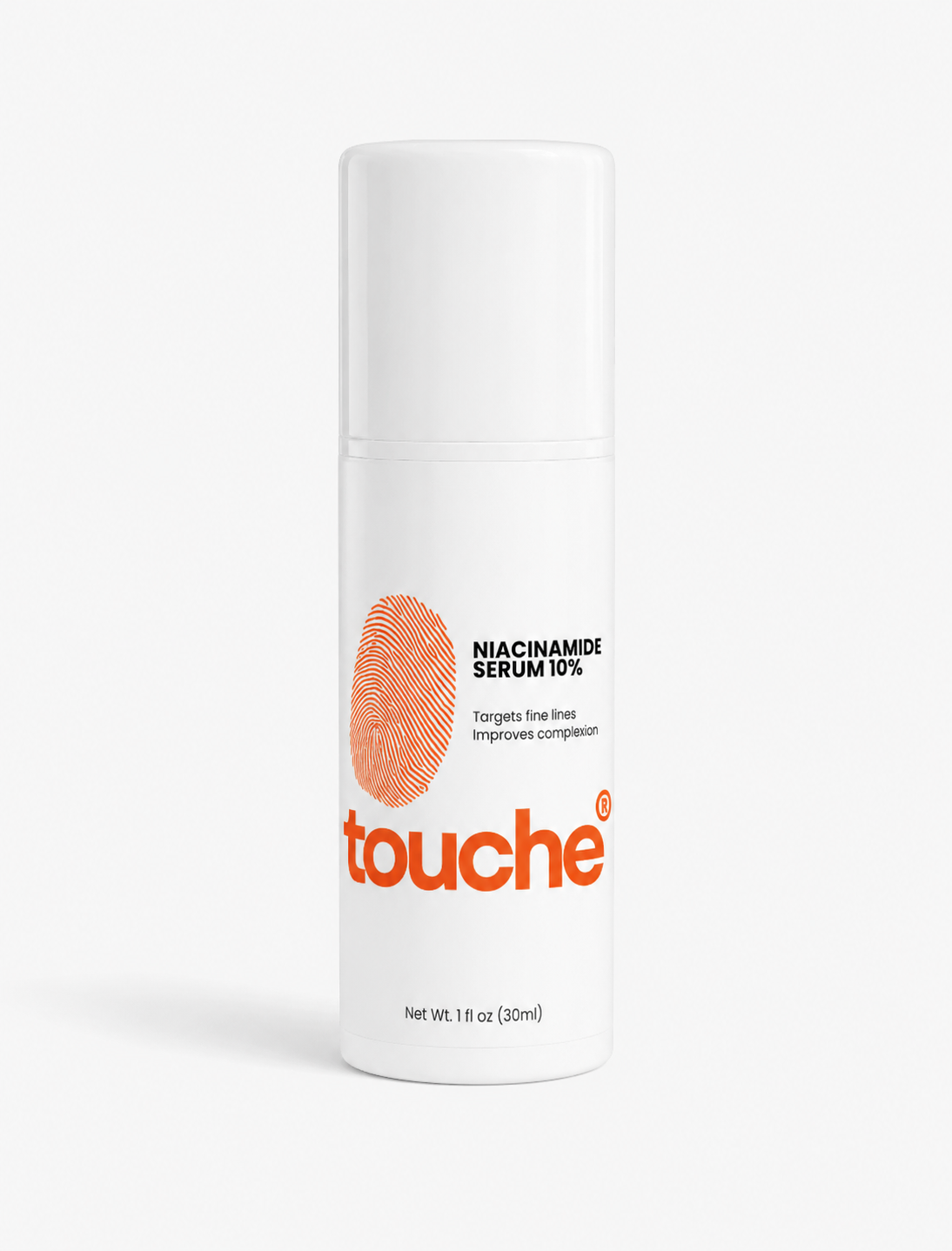 touche Niacinamide Serum bottle with fingerprint logo